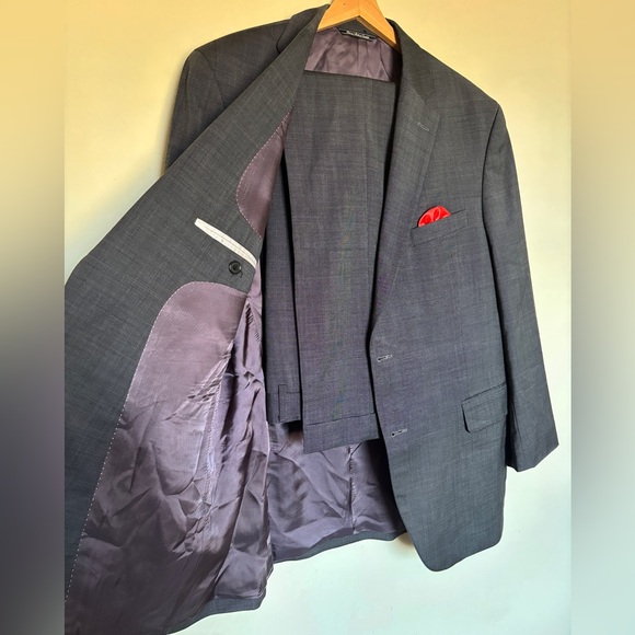 Jack Victor 2 Piece Suit Blazer 42R Pants 36R Cuffed Italy Wool Preppy Pockets